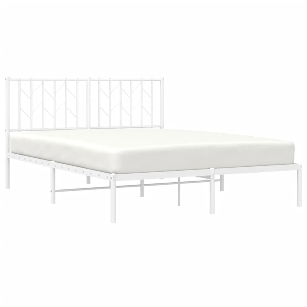 265268 - VIDA XL Kornizë shtrati metalike pa dyshek me kokën e shtratit, e bardhë 135x190 cm