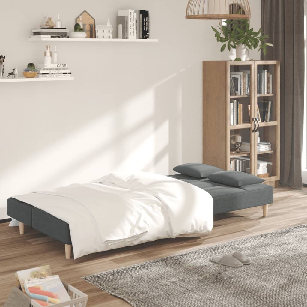 265272 - VIDAXL Divan-Krevat 2-Vendësh me Dy Jastëkë, Material Gri i Errët