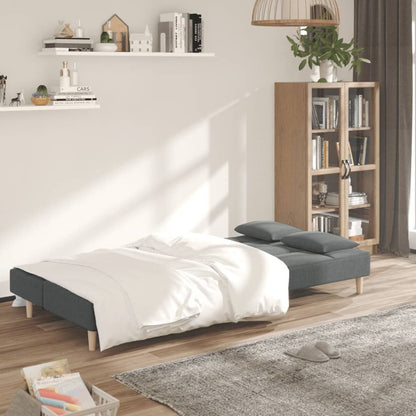 265272 - VIDAXL Divan-Krevat 2-Vendësh me Dy Jastëkë, Material Gri i Errët