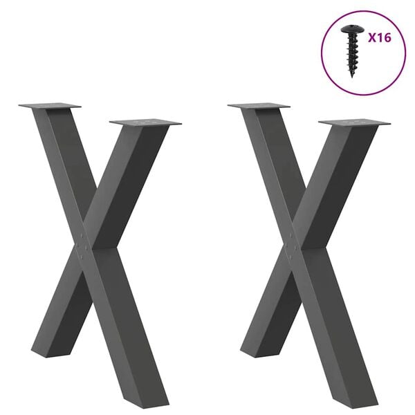 291313 - VIDAXL Këmbë Tavoline Ngrenie në Formë X, 2 copë, Antracit 70x