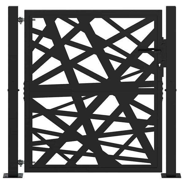 334274 - VIDA XL Portë Kopshti, ngjyrë çeliku, e zezë, 100x100 cm