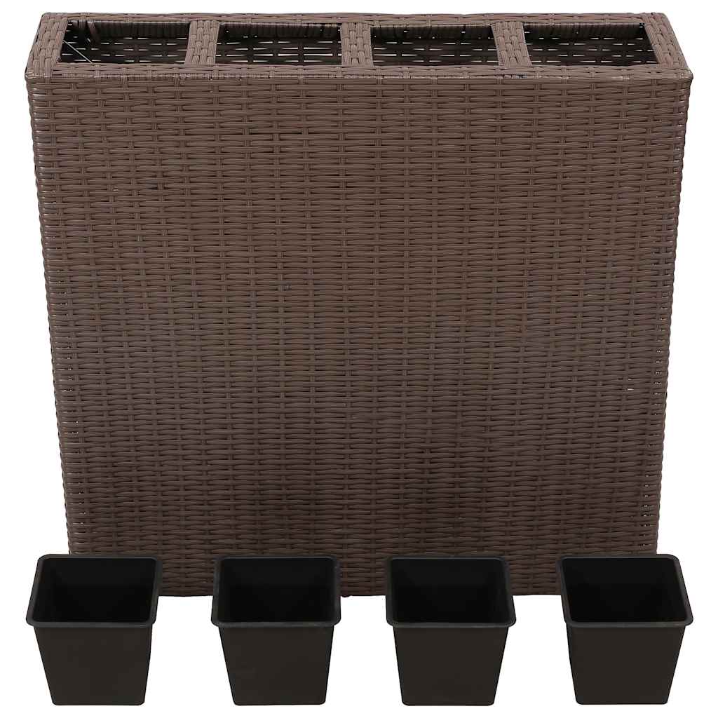 280407 - vidaXL Mbajtëse Kopshti me 4 Vazo, Poliratan Kafe 79 × 22 × 76 cm