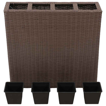 280407 - vidaXL Mbajtëse Kopshti me 4 Vazo, Poliratan Kafe 79 × 22 × 76 cm
