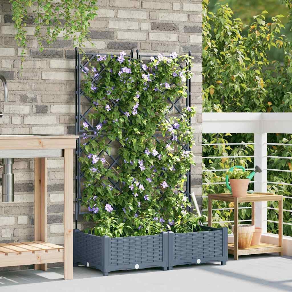 265352 - vidaXL Garden Planter 2 pcs LiGht Grey 80 x 40 x 125.5 cm Plastic
