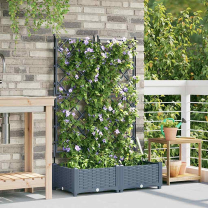 265352 - vidaXL Garden Planter 2 pcs LiGht Grey 80 x 40 x 125.5 cm Plastic