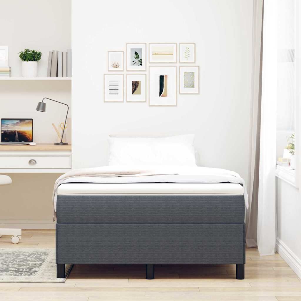 280409 - vidaXL Krevat Box Spring prej kadifeje me vija në ngjyrë gri të errët, 120 x 200 cm