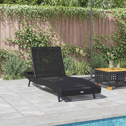 280421 - vidaXL Shezlong Dielli i Zi 197 x 70 x 82 cm prej Polietileni Ratan