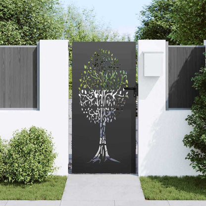 265383 - vidaXL Portë Kopshti me Dry të Zezë 85 x 200 cm Çelik i veshur me pluhur