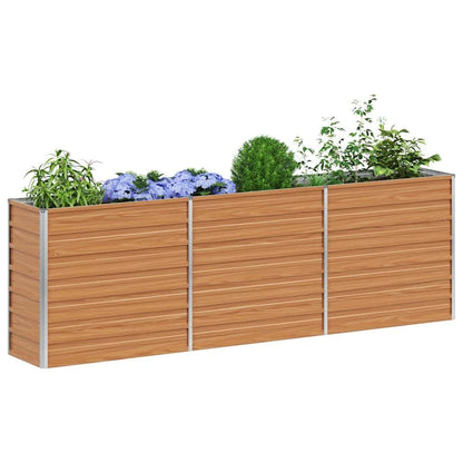 265386 - vidaXL Shtrat i Ngritur për Kopsht, Ngjyrë Kafe e Çelët 240 x 40 x 77 cm, Çelik i Galvanizuar