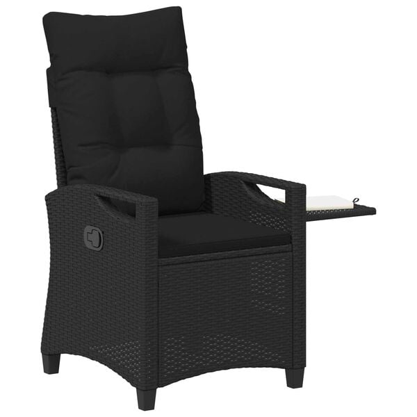 334368 - VIDAXL Karrige Kopshti e Shtrirë e Zezë 56 x 60 x 112 cm prej Polietileni Ratan