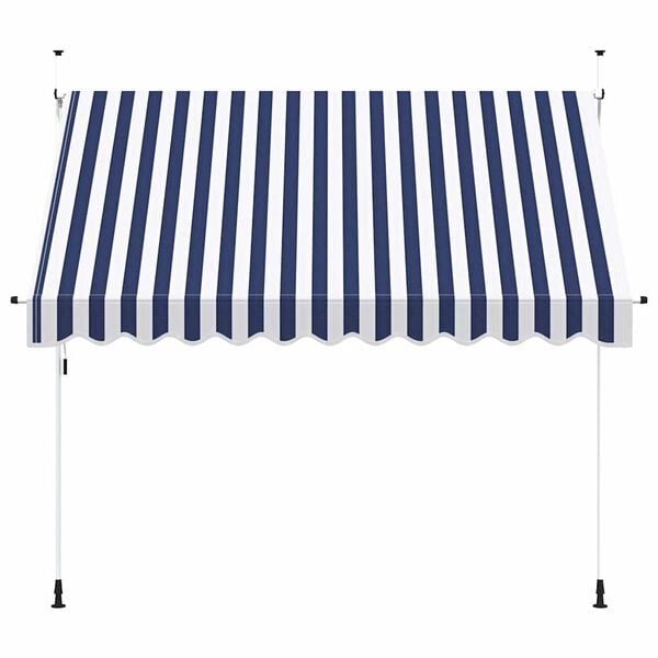 333108 - VIDA XL Tendë e tërheqshme manuale, 300 cm, me vija blu dhe të bardha
