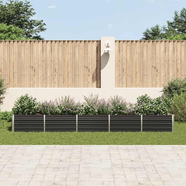 265408 - vidaXL Kuti e Ngritur për Mbjellje 400x80x45 cm prej Çeliku të Galvanizuar Ngjyrë Antracit