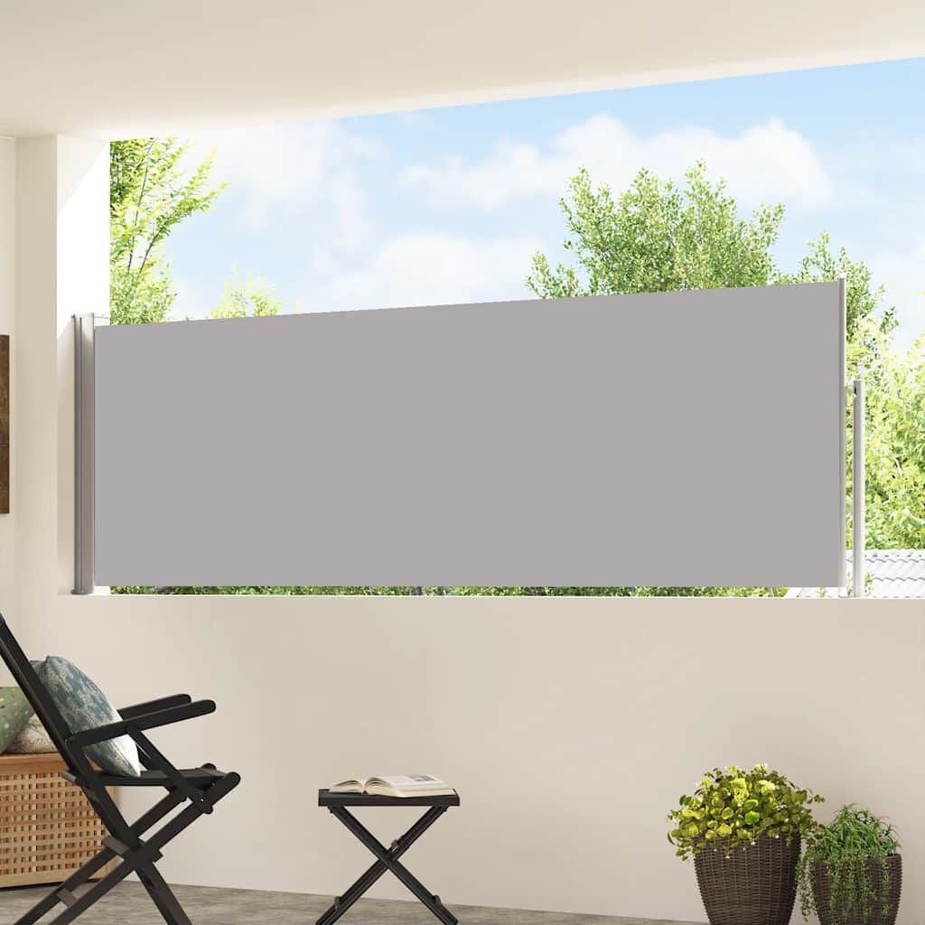 280507 - VIDAXL Tendë anësore e tërheqshme për verandë 100x500 cm, ngjyrë gri