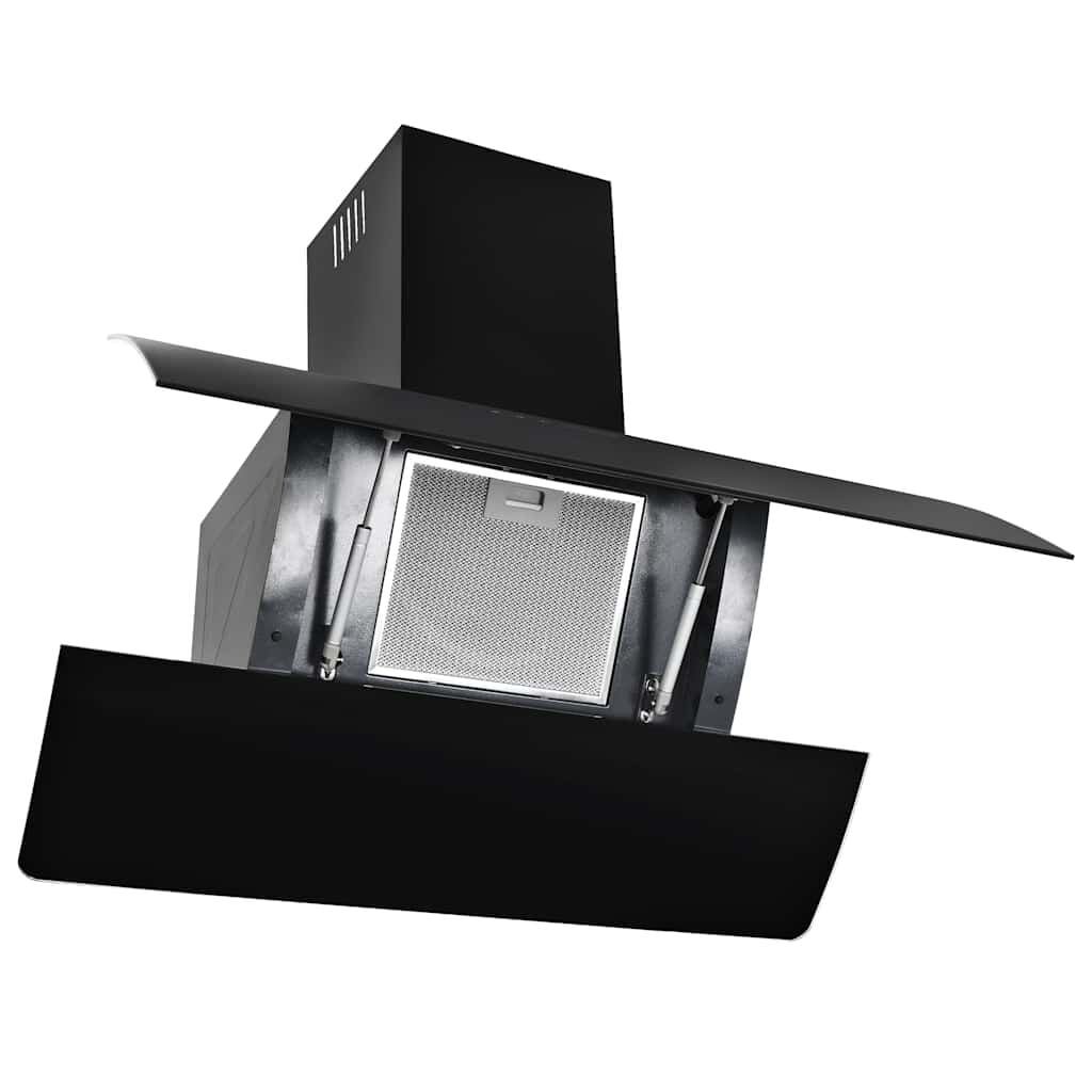 265437 - VIDAXL Aspirator Sobë i Montuar në Mur, Çelik Inoks 756 m³/h 90 cm i Zi