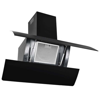 265437 - VIDAXL Aspirator Sobë i Montuar në Mur, Çelik Inoks 756 m³/h 90 cm i Zi