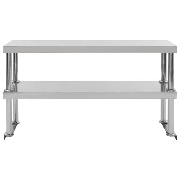 334428 - VIDA XL Raft mbi tavolinë pune me 2 nivele 120x30x65 cm çelik inox