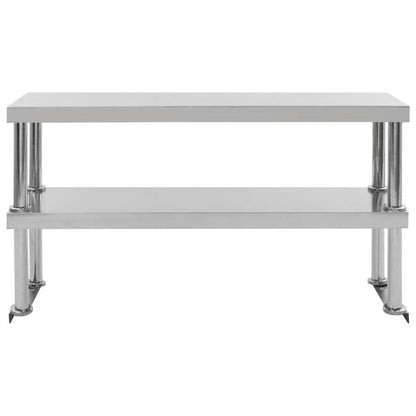 334428 - VIDA XL Raft mbi tavolinë pune me 2 nivele 120x30x65 cm çelik inox