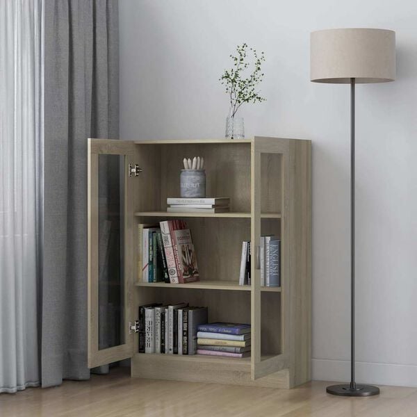 333533 - VIDAXL Dollap Vitrinë Sonoma Lisi 82,5x30,5x115 cm Dru i Inxhinieruar