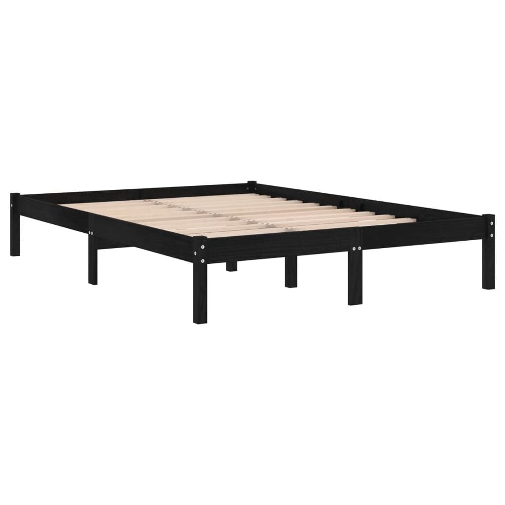 265457 - VIDAXL Kornizë shtrati pa dyshek, dru i fortë i zi 200x200 cm