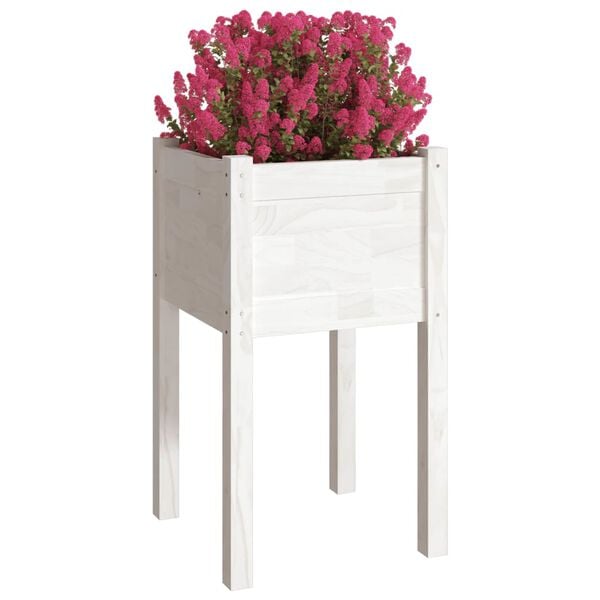 334447 - VIDAXL Vazo kopshti 2 copë të bardha 40x40x70 cm Dru pishe i fortë