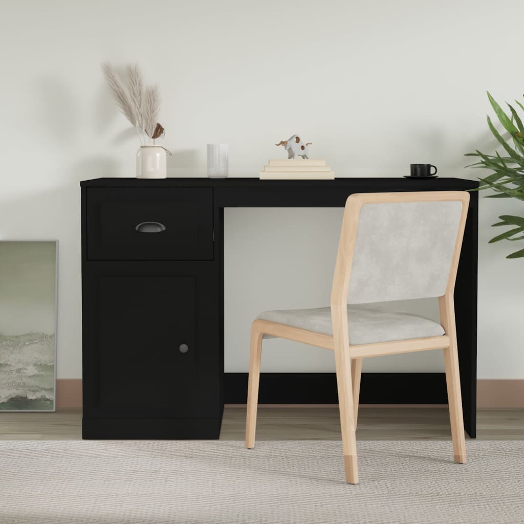 265099 - vidaXL Tavolinë Pune me Sirtar 115×50×75 cm – E Zezë