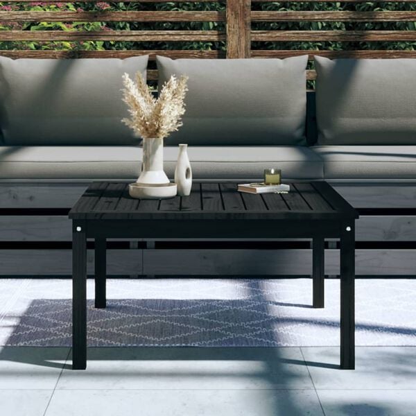 291541 - VIDA XL Tavolinë Kopshti e Zezë 82,5x82,5x45 cm Dru Masiv Pishe