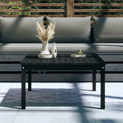 291541 - VIDA XL Tavolinë Kopshti e Zezë 82,5x82,5x45 cm Dru Masiv Pishe