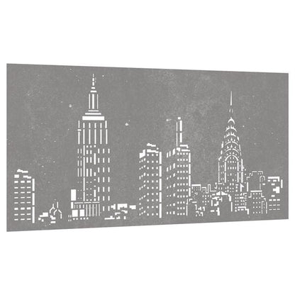 291542 - VIDA XL Dekorim Muri Kopshti 105x55 cm me Dizajn Çeliku Corten Skyline