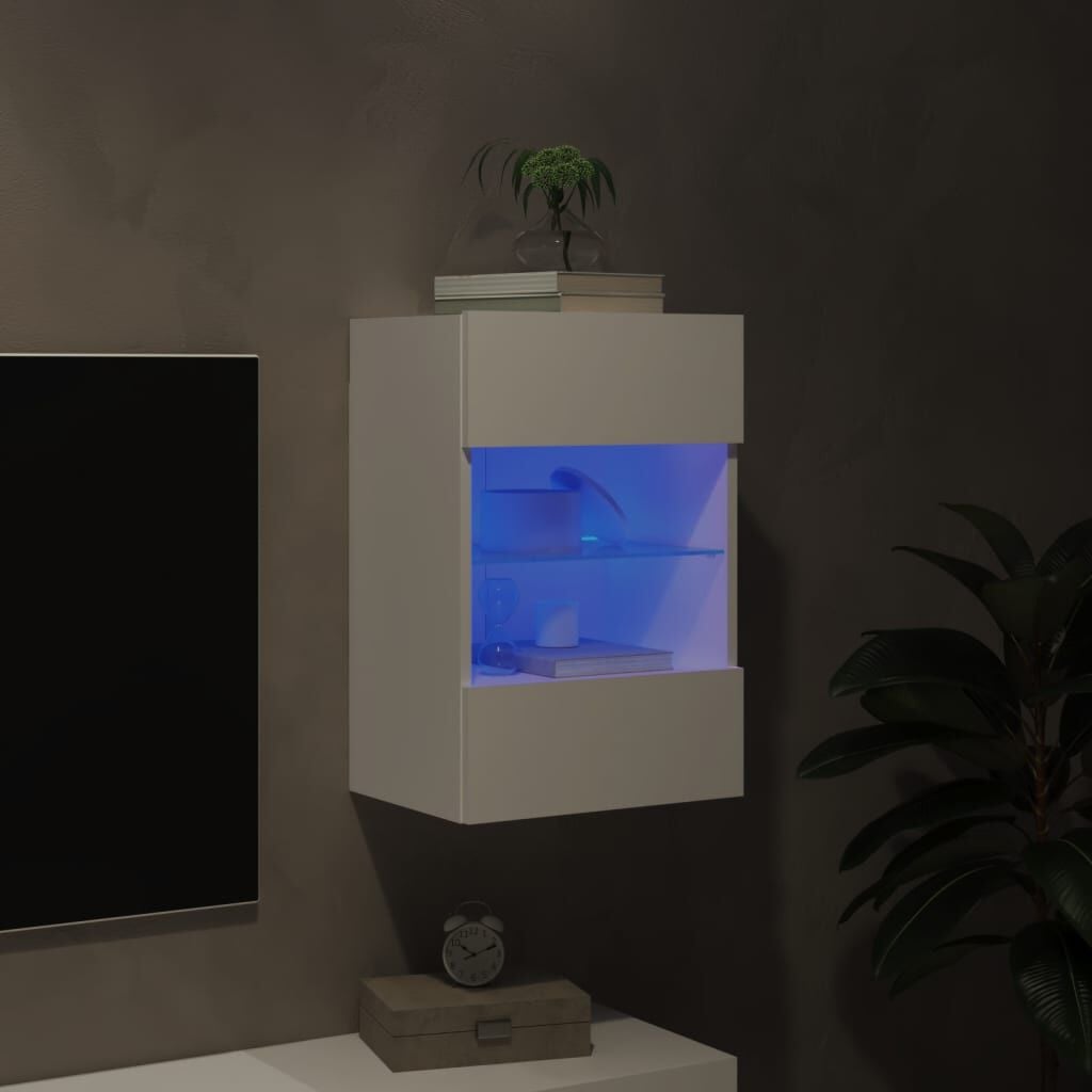 280563 - VIDA XL DOLLAP MURI PËR TV ME DRITA LED, I BARDHË 40x30x60,5 cm