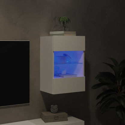 280563 - VIDA XL DOLLAP MURI PËR TV ME DRITA LED, I BARDHË 40x30x60,5 cm