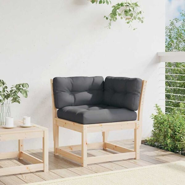 334486 - VIDAXL Divan Këndi për Kopsht me Jastëkë 73x73x78 cm Dru Pishe i Fortë