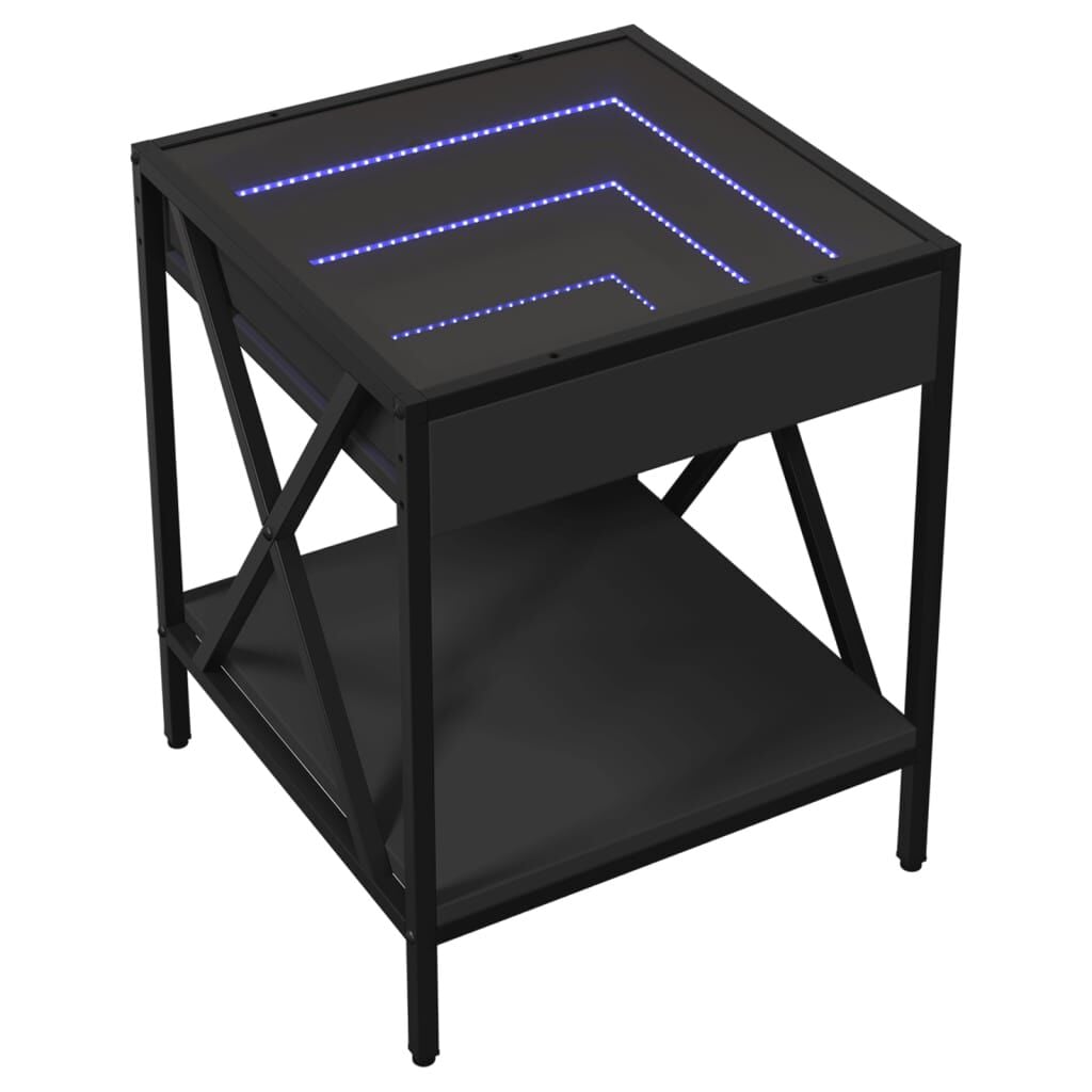 265512 - VIDA XL Tavolinë kafeje me Infinity LED të zezë 40x40x49 cm