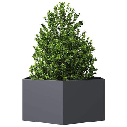 291564 - VIDAXL Vazo Kopshti Gjashtëkëndëshe Antraciti 104x90x45 cm Çelik