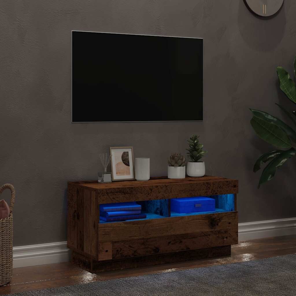 280587 - VIDAXL Kabinet TV me Drita LED Dru i Vjetër 80x35x40 cm Dru i Inxhinieruar