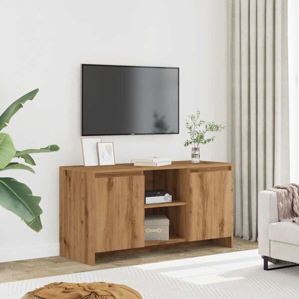 244858 - VIDAXL Kabinet TV Artizanal Lisi 102x37,5x52,5 cm Dru i Inxhinieruar