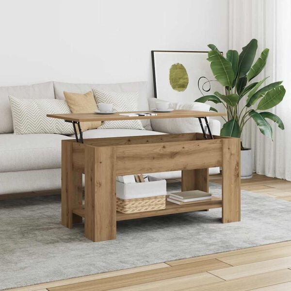 334500 - VIDAXL Tavolinë kafeje Artizanale Lisi 101x49x52 cm Dru i Inxhinieruar