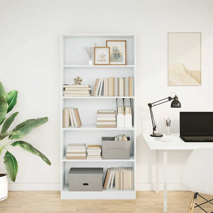 265534 - VIDAXL Raft librash i bardhë 80x24x176 cm Dru i projektuar