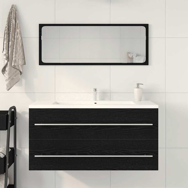 333562 - VIDA XL Dollap Lavamani për Banjo, Lisi i Zi 100x38,5x48 cm, Dru i Inxhinieruar