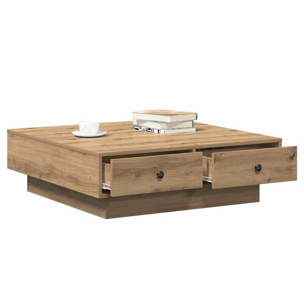 333566 - VIDAXL Tavolinë kafeje Artizanale Lisi 90 x 90 x 28 cm Dru i Inxhinieruar