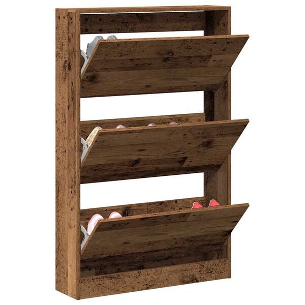 334526 - VIDAXL Dollap Këpucësh 80 x 21 x 125.5 cm Dru i Inxhinierizuar Dru i Vjetër