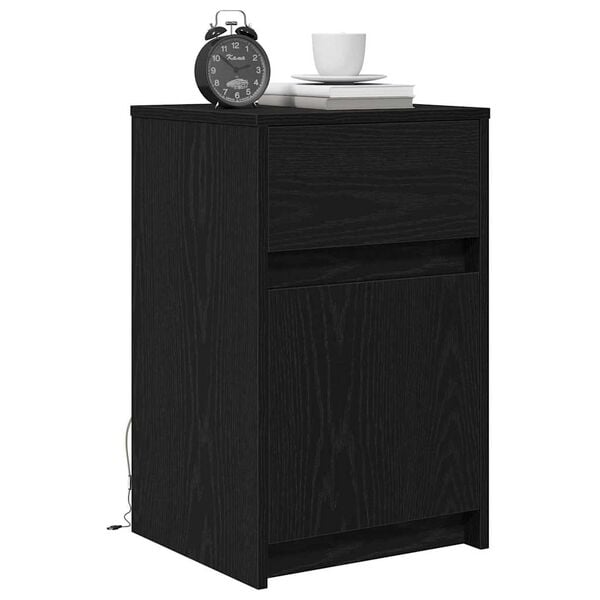 291623 - VIDAXL Komodinë LED 2 copë lisi i zi 38 x 34 x 61 cm