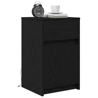 291623 - VIDAXL Komodinë LED 2 copë lisi i zi 38 x 34 x 61 cm