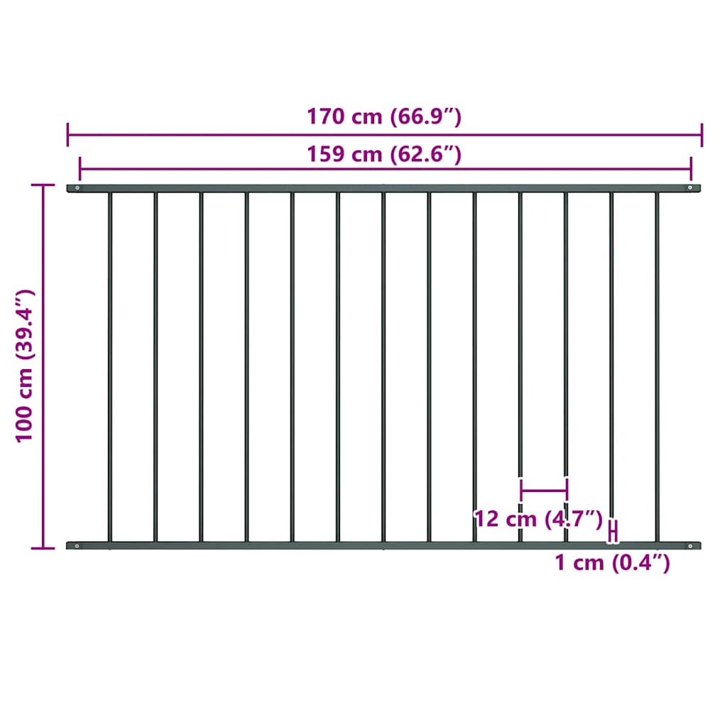 244534 - vidaXL Panel Gardhi Woerden Çelik i Veshur 1.7x1 m Ngjyrë Antracit