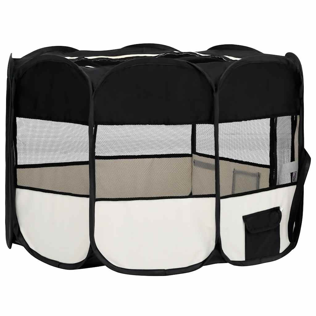 265046 - VIDA XL Lojëra për qen të palosshme me cantë mbajtëse 125x125x61 cm e zezë