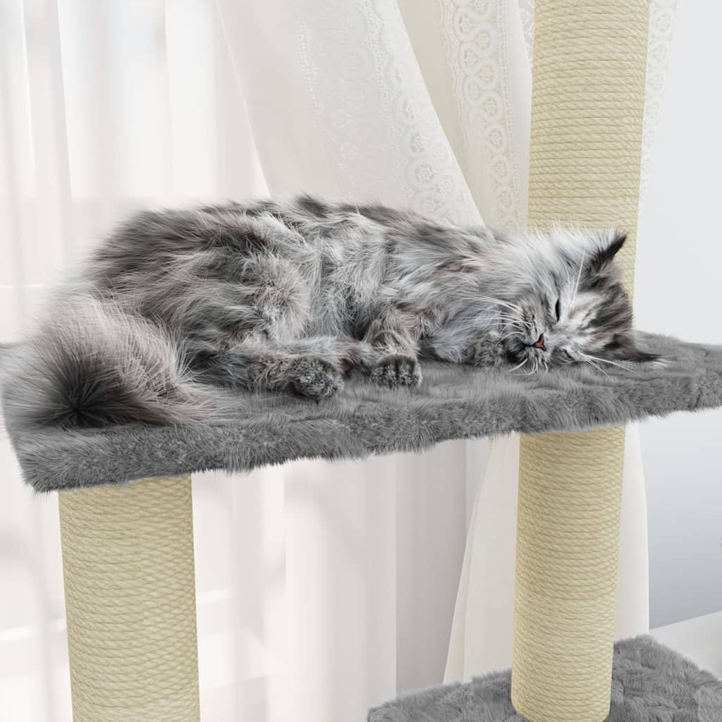 265047 - VIDA XL Pemë për Mace me Shtylla Kërcimi Sisal 155 cm Gri e Çelët