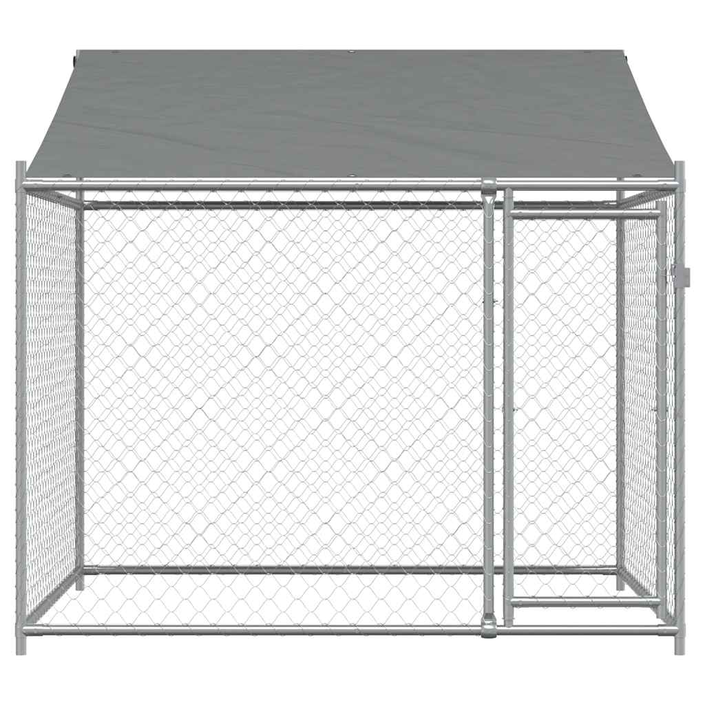 280058 - vidaXL Kafaz për Qen me Çati dhe Derë, 2 × 2 × 2 m, Çelik i Galvanizuar