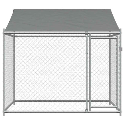280058 - vidaXL Kafaz për Qen me Çati dhe Derë, 2 × 2 × 2 m, Çelik i Galvanizuar