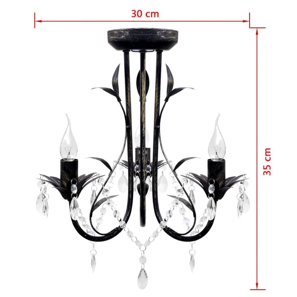 265058 - Llambadar metalik i zi në stilin Art Nouveau me rruaza kristali, 3 llamba E14