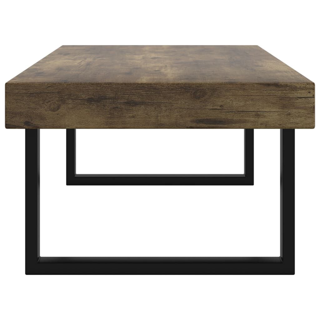 265077 - VIDAXL Tavolinë kafeje kafe e errët dhe e zezë 120x60x40 cm MDF dhe hekur