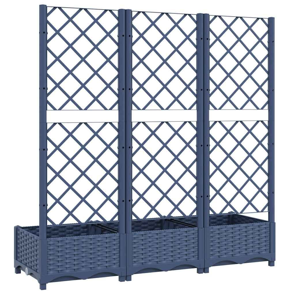 280128 - VIDAXL Vazo kopshti me rrjetë gri blu 120x40x121,5 cm, PP